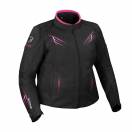 Geacă Moto Damă din Piele BERING LADY BRUTALIA QUEEN SIZE · Negru / Alb / Roz