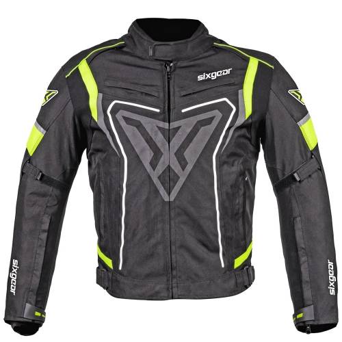 Geacă Moto din Textil SIXGEAR RIOT · Negru / Verde Fluo 
