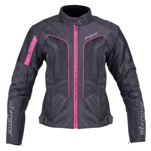 Geacă Moto Damă din Textil SIXGEAR ASTRID · Negru / Roz 