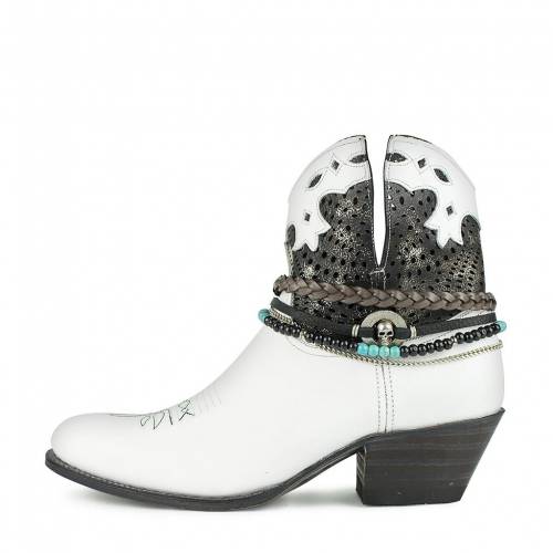 Botine Cowboy Damă SENDRA BOOTS 15107 Debora Baltoro Blanco - Cracked Foxil · Alb 
