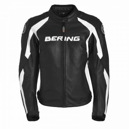 Geacă Moto Damă din Piele BERING LADY REACTOR · Negru / Alb 