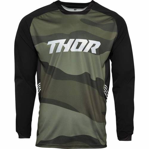 Tricou Enduro - Cross THOR TERRAIN Camo · Negru / Verde 