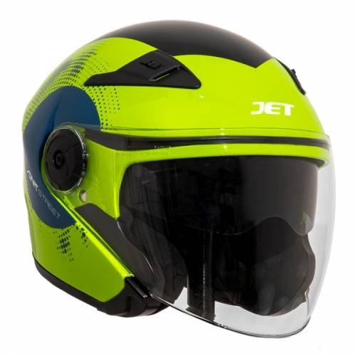 Cască Moto Open Face JET SONIC 2.0 Streetlime · Verde / Negru / Albastru 