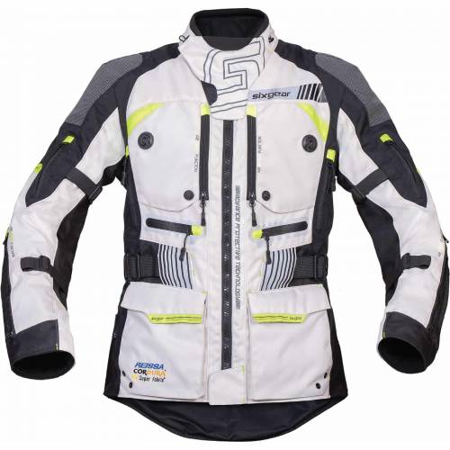 Geacă Moto din Textil SIXGEAR SUPERTECH · Gri / Negru / Verde-Fluo 