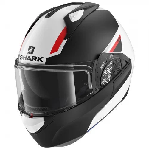 Cască Moto Modulară SHARK EVO GT SEAN · Alb / Negru / Roșu 