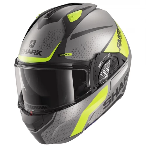 Cască Moto Modulară SHARK EVO GT ENCKE · Gri Mat / Galben / Negru 