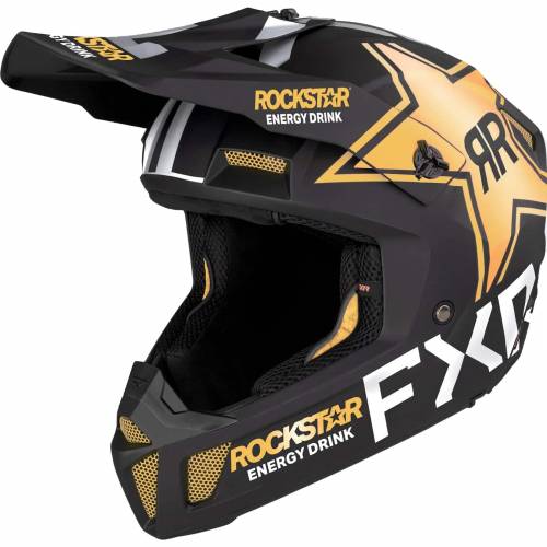 Cască Enduro - Cross - Snowmobil FXR RACING CLUTCH ROCKSTAR · Negru / Auriu / Alb 