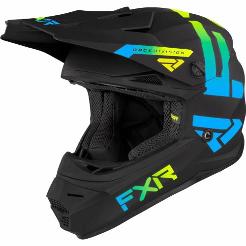 Cască Enduro - Cross Copii FXR RACING LEGION · Negru Mat / Albastru / Galben-Fluo 