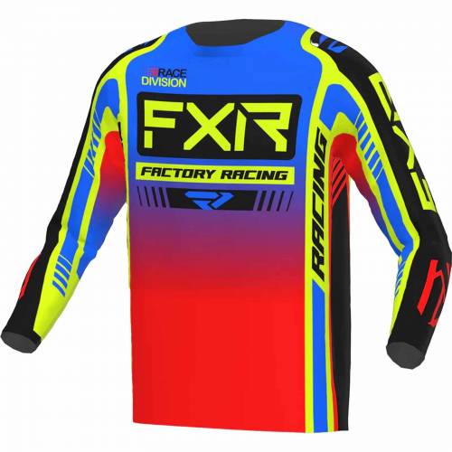 Tricou Enduro Copii FXR RACING CLUTCH PRO MX · Albastru / Galben-Fluo / Roșu / Negru 