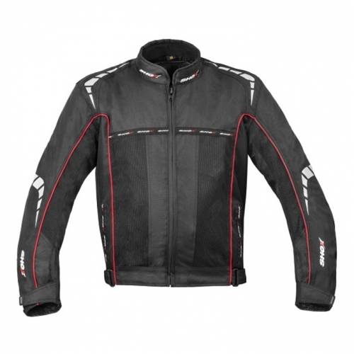 Geacă Moto din Textil SHOX 3 LAYER · Alb / Negru / Roșu 