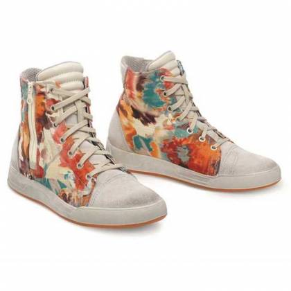 Ghete Moto Damă din Piele & Textil GAERNE VOYAGER LADY PREMIER · Alb / Color  - 0