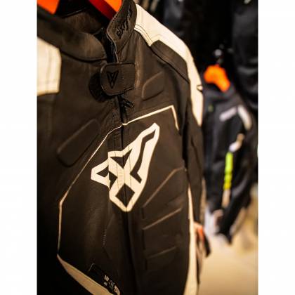 Geacă Moto din Piele SIXGEAR PHOENIX · Negru / Alb  - 3