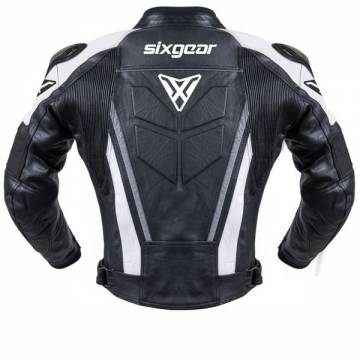 Geacă Moto din Piele SIXGEAR PHOENIX · Negru / Alb  - 12