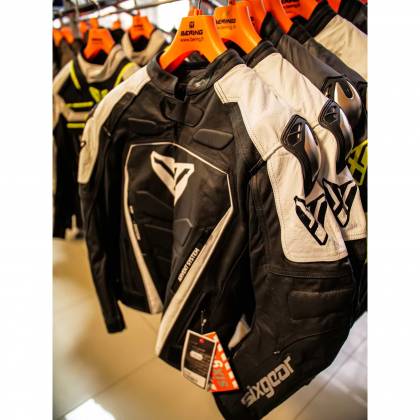 Geacă Moto din Piele SIXGEAR PHOENIX · Negru / Alb  - 2