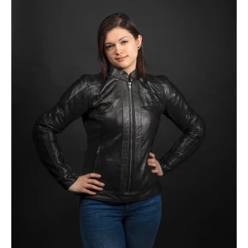 Geacă Moto Damă din Piele Naturală Perforată SIXGEAR MILA AIR · Negru  - 1