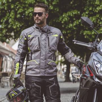Geacă Moto din Textil SIXGEAR CLASH · Gri / Verde Fluo  - 1