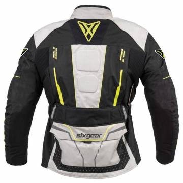 Geacă Moto din Textil SIXGEAR VIKRAN · Gri / Verde Fluo / Negru  - 1
