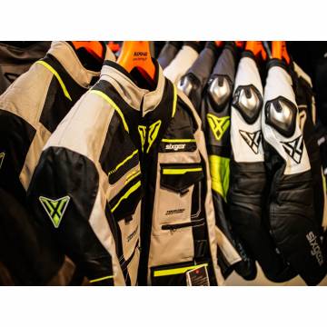 Geacă Moto din Textil SIXGEAR VIKRAN · Gri / Verde Fluo / Negru  - 5