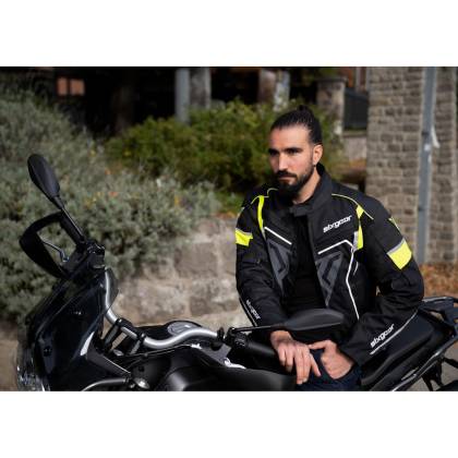 Geacă Moto din Textil SIXGEAR RIOT · Negru / Verde Fluo  - 1