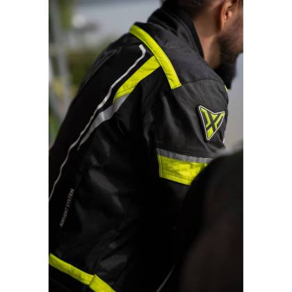 Geacă Moto din Textil SIXGEAR RIOT · Negru / Verde Fluo  - 3