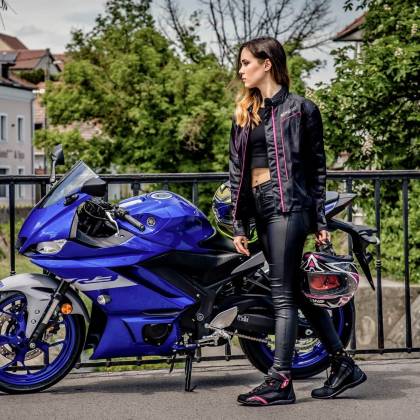 Geacă Moto Damă din Textil SIXGEAR ASTRID · Negru / Roz  - 3