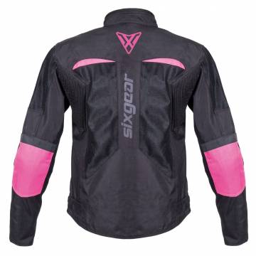 Geacă Moto Damă din Textil SIXGEAR ASTRID · Negru / Roz  - 1