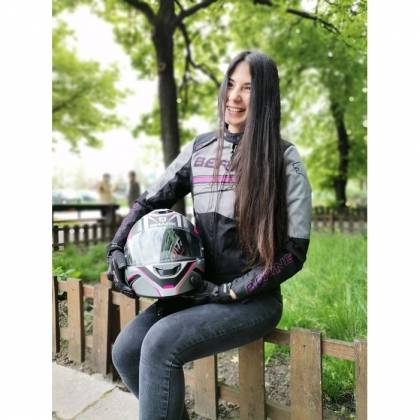 Geacă Moto Damă din Textil BERING LADY BARIO · Roz / Negru  - 2