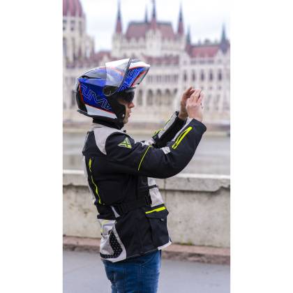 Cască Moto Flip-Up JET RUMBLE Lithium · Albastru / Roșu / Negru  - 1