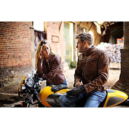 Geacă Moto din Piele RICHA DETROIT Mărimi Extra · Maro  - 1