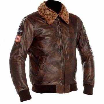 Geacă Moto din Piele RICHA SPITFIRE Mărimi Extra · Maro  - 0