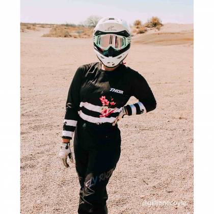 Tricou Enduro - Cross Damă THOR PULSE SAKURA · Negru / Alb  - 4