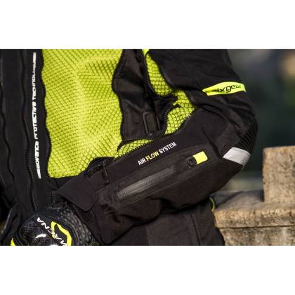 Geacă Moto din Textil SIXGEAR PARAGON · Negru / Verde-Fluo  - 3