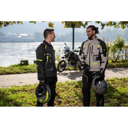 Geacă Moto din Textil SIXGEAR SUPERTECH · Gri / Negru / Verde-Fluo  - 2