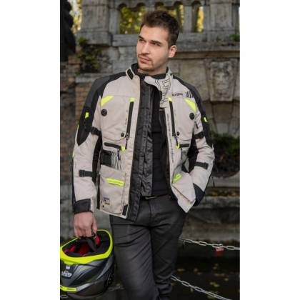 Geacă Moto din Textil SIXGEAR SUPERTECH · Gri / Negru / Verde-Fluo  - 7