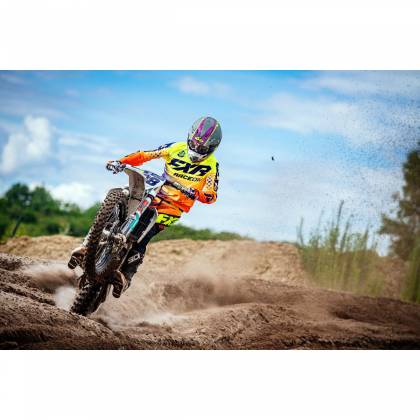 Pantaloni Enduro FXR RACING CLUTCH MX · Albastru / Portocaliu / Galben-Fluo  - 4