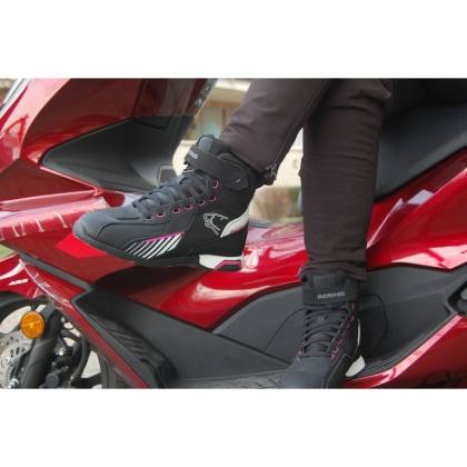 Ghete Moto Damă din Piele & Textil BERING LADY TIGER · Negru / Roz  - 2