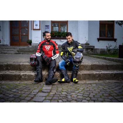 Geacă Moto din Piele SIXGEAR PHOENIX · Negru / Roșu / Alb  - 2