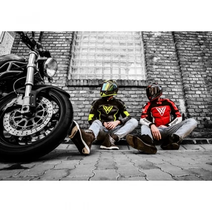 Geacă Moto din Piele SIXGEAR PHOENIX · Negru / Roșu / Alb  - 5