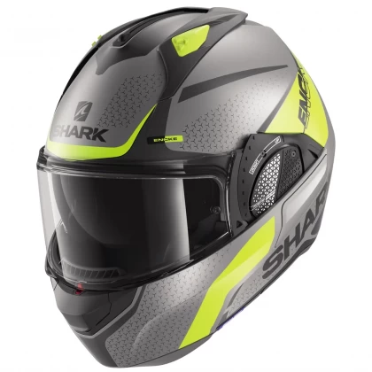 Cască Moto Modulară SHARK EVO GT ENCKE · Gri Mat / Galben / Negru  - 0