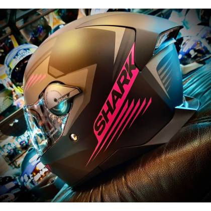 Cască Moto Integrală SHARK SKWAL 2 HALLDER MAT cu Lumini LED · Negru Mat / Gri / Roz  - 6