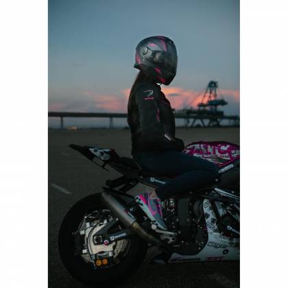 Cască Moto Integrală SHARK SKWAL 2 HALLDER MAT cu Lumini LED · Negru Mat / Gri / Roz  - 4