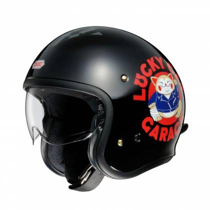 Cască Moto Open-Face SHOEI J.O LUCKY CAT GARAGE TC-5 · Negru / Roșu / Gri  - 0
