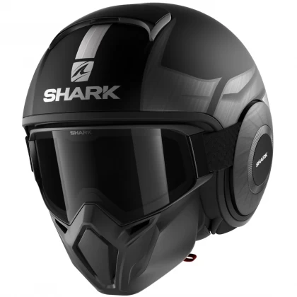 Cască Moto Open Face SHARK STREET DRAK TRIBUTE RM MAT · Negru / Gri  - 0