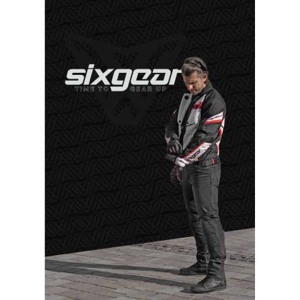Geacă Moto din Textil SIXGEAR VORTEX · Gri / Alb / Roșu  - 3