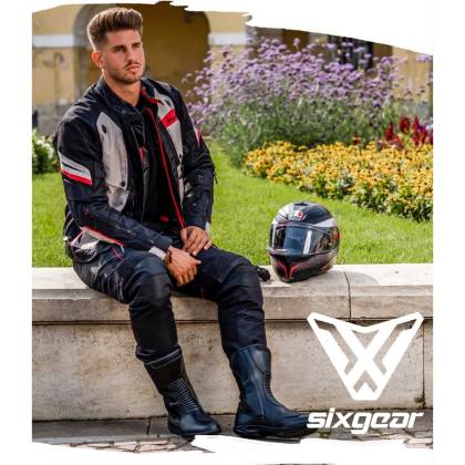 Geacă Moto din Textil SIXGEAR VORTEX · Gri / Alb / Roșu  - 2