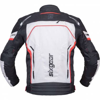 Geacă Moto din Textil SIXGEAR VORTEX · Gri / Alb / Roșu  - 1