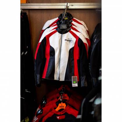 Geacă Moto Damă din Piele SIXGEAR AURORA · Alb / Roșu / Negru  - 1