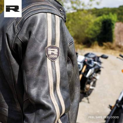 Geacă Moto din Piele RICHA RETRO RACING 3 · Maro  - 3