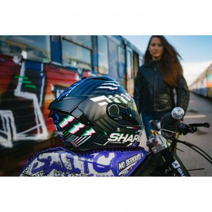 Cască Moto Integrală SHARK SPARTAN GT BCL. MICR. E-BRAKE MAT · Negru / Alb / Albastru  - 1