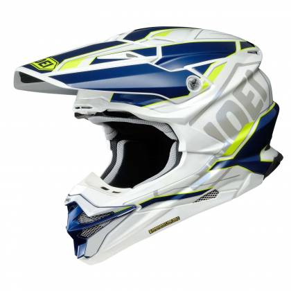 Cască Enduro Off-Road SHOEI VFX-WR Allegiant TC-3 · Alb / Albastru / Galben-Fluo  - 0
